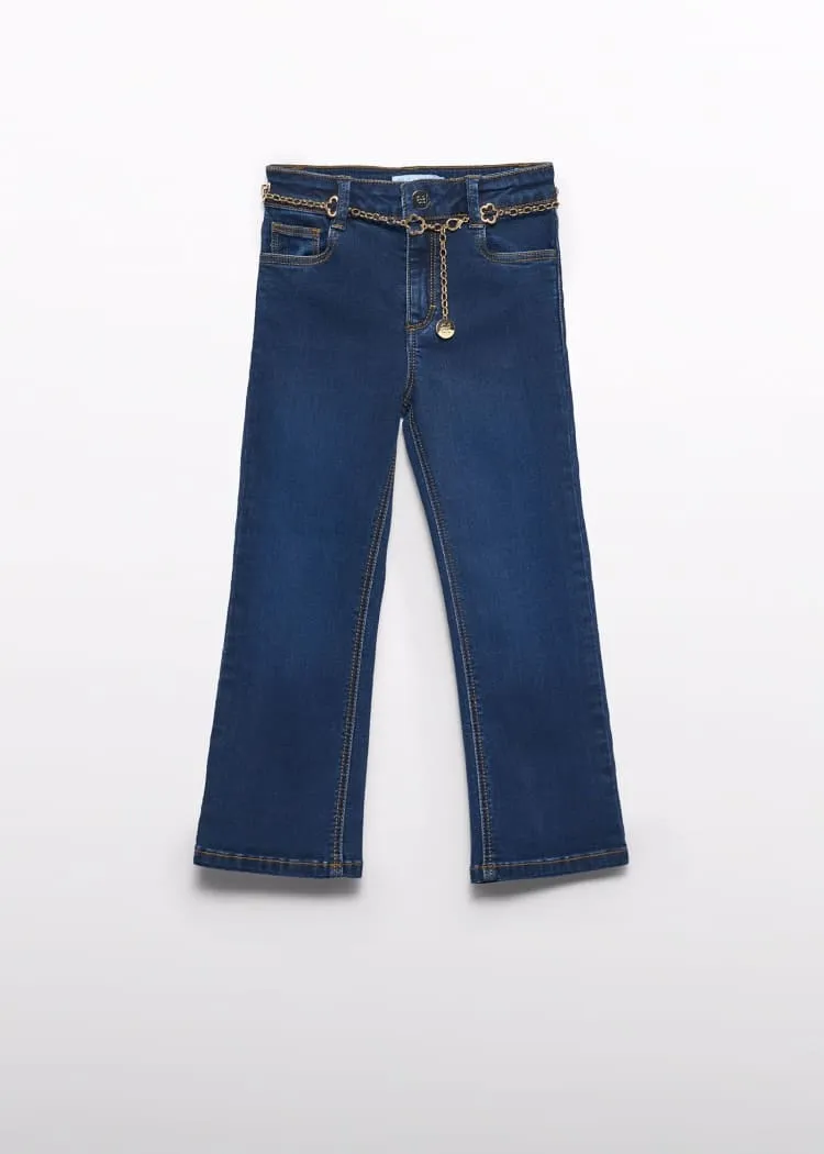 Abel & Lula Flared Jeans with Chain Belt
