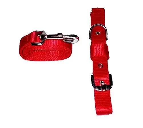 adidog Nylon Adjustable Collar & Leash Medium - 1 Inch. Colour may vary