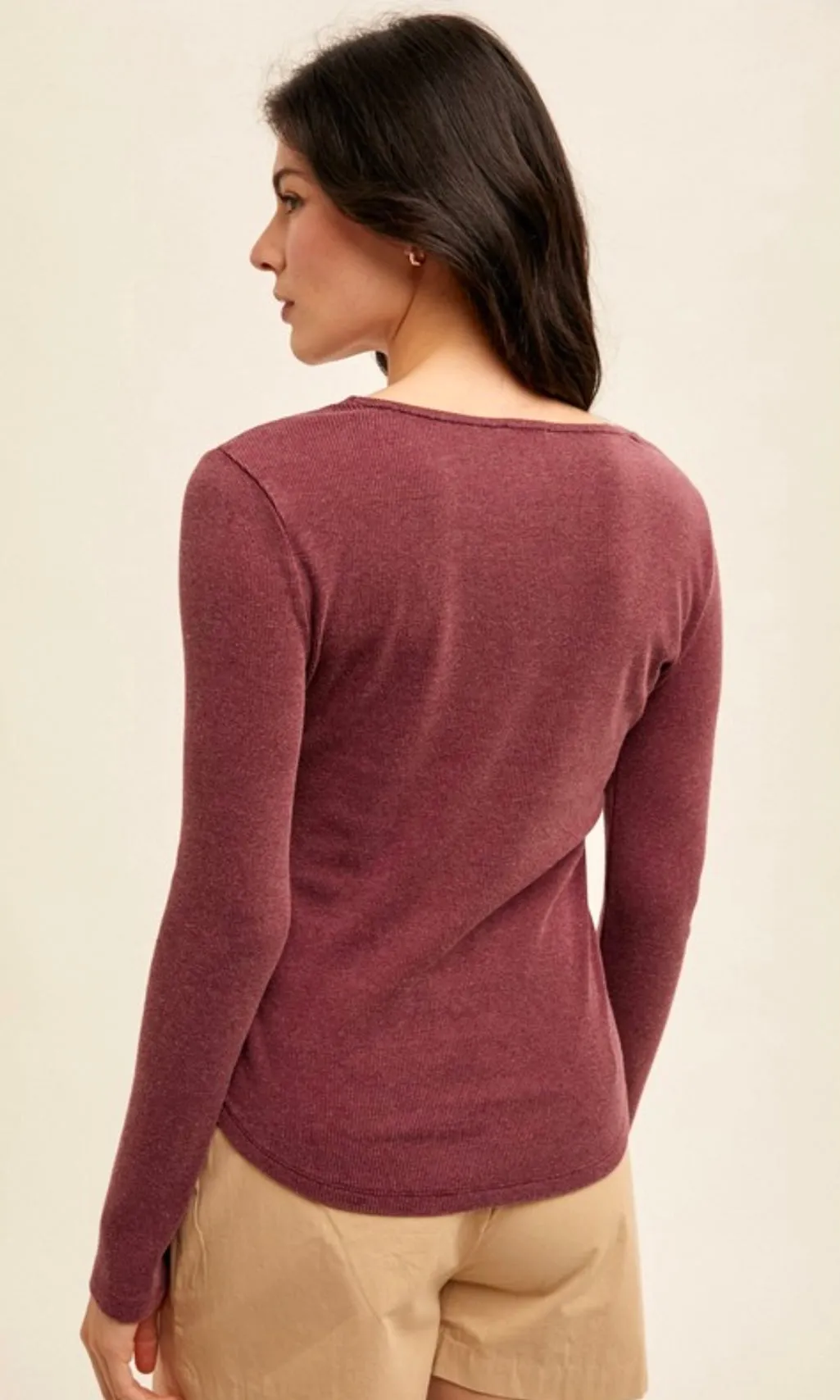 Aylet Red Bean Eyelet Trim Knit Top Shirt