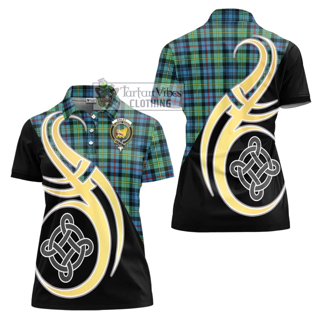 Bailey Ancient Tartan Women's Polo Shirt with Family Crest and Celtic Symbol Style
