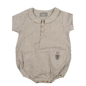 Belati Navy Half Buttoned Striped Shirt Baby Romper (BBB501)