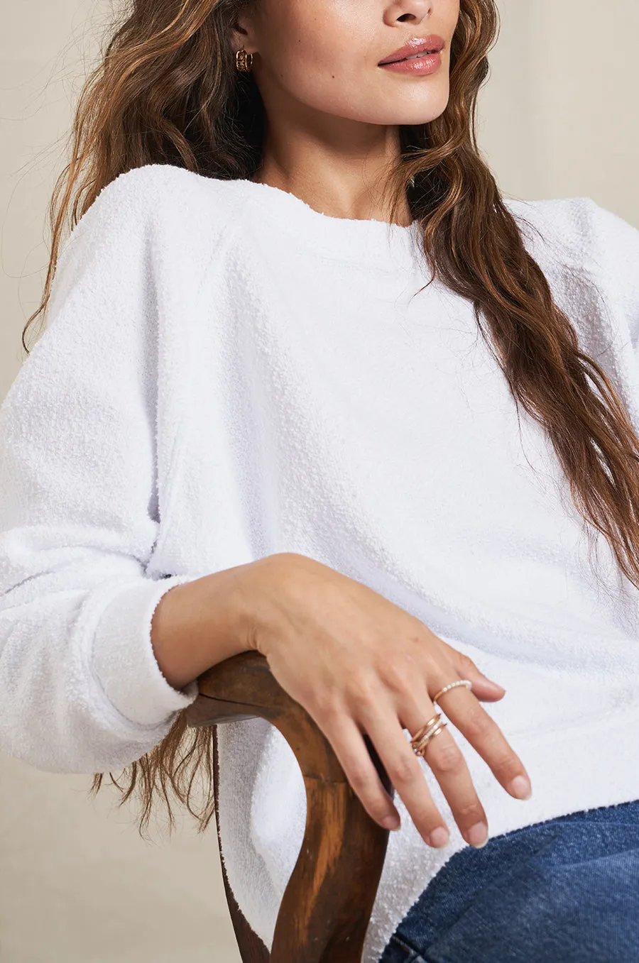 BRENTWOOD SWEATSHIRT IN WHITE BOUCLÉ