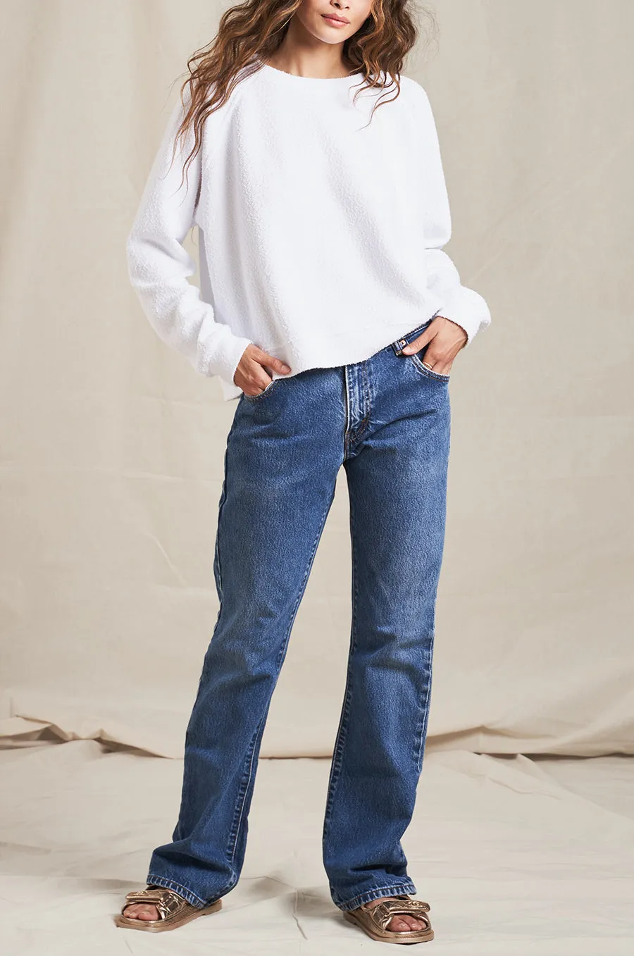 BRENTWOOD SWEATSHIRT IN WHITE BOUCLÉ