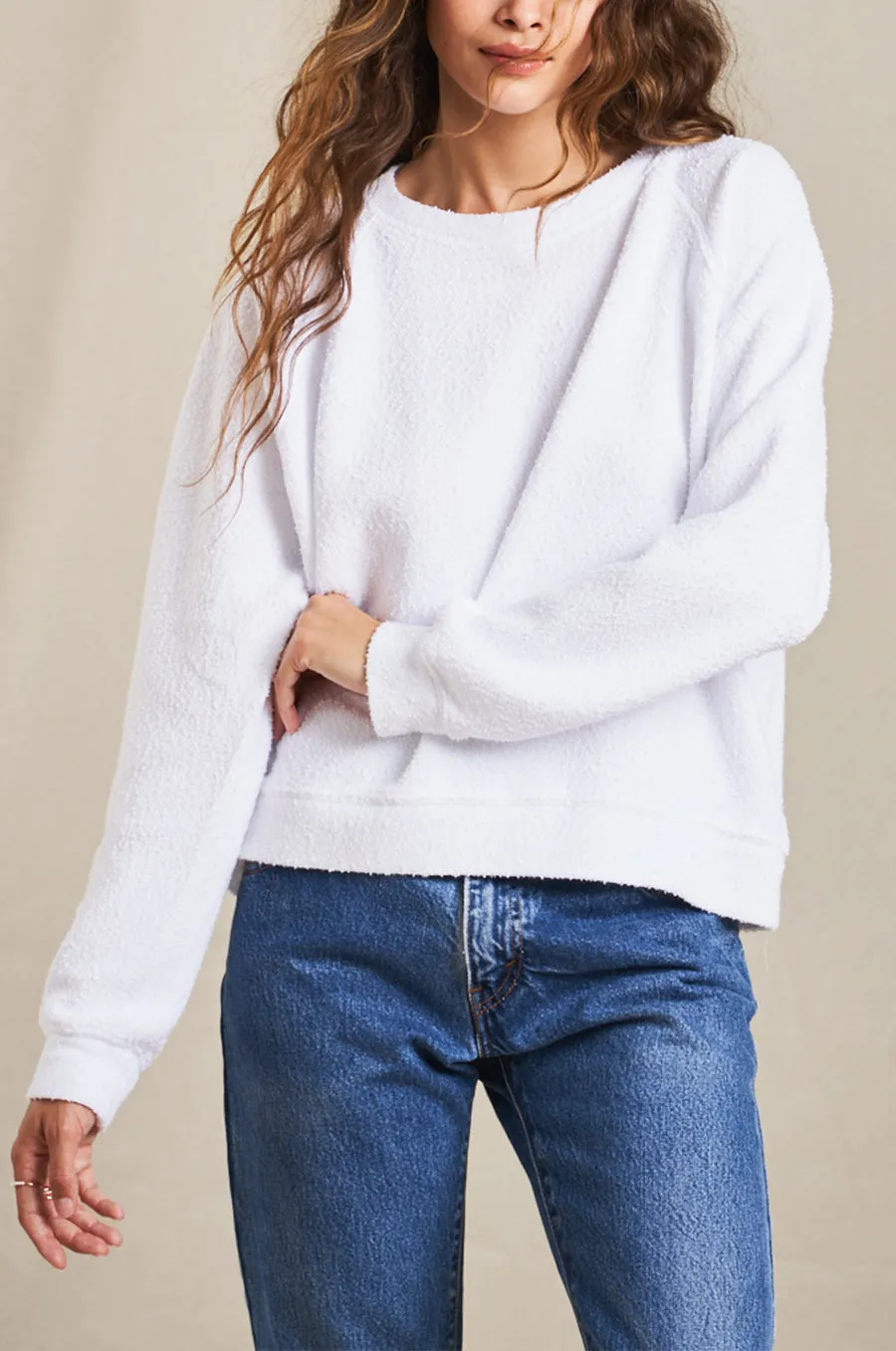 BRENTWOOD SWEATSHIRT IN WHITE BOUCLÉ
