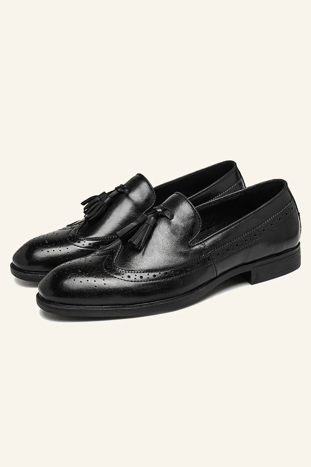 Brown PU Leather Slip On Men's Shoes With tassel