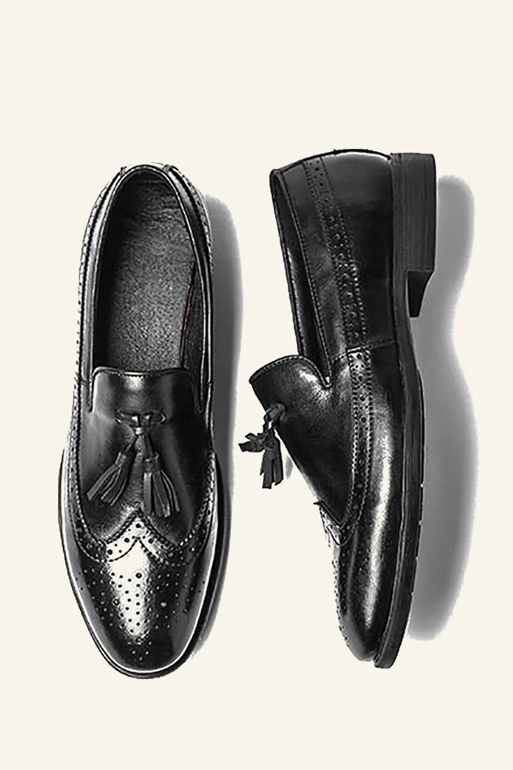 Brown PU Leather Slip On Men's Shoes With tassel
