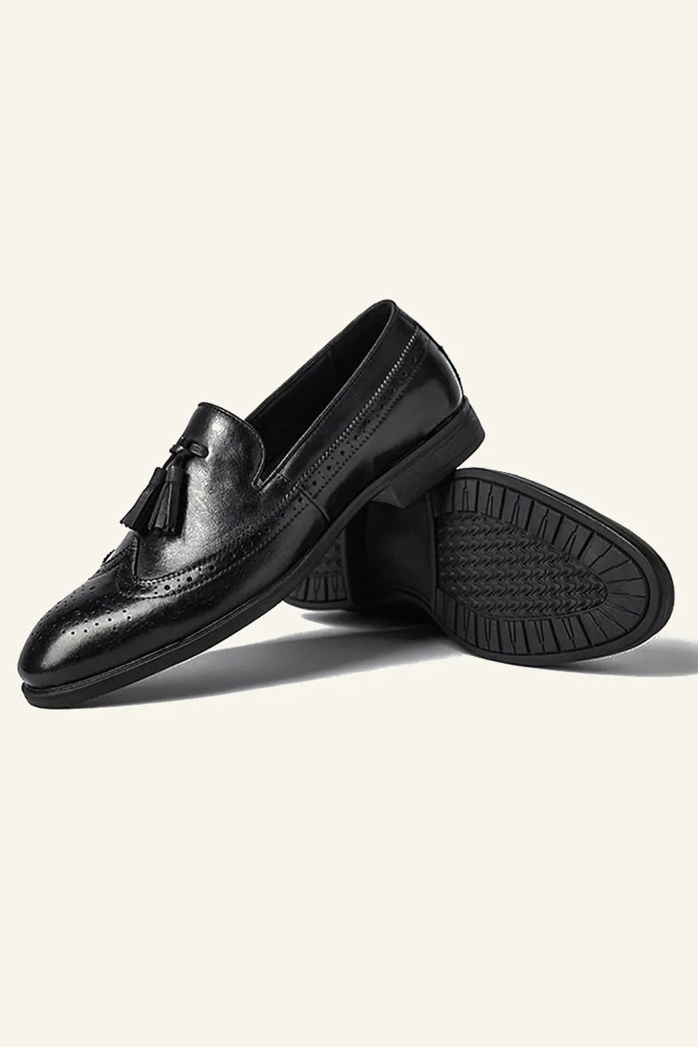 Brown PU Leather Slip On Men's Shoes With tassel