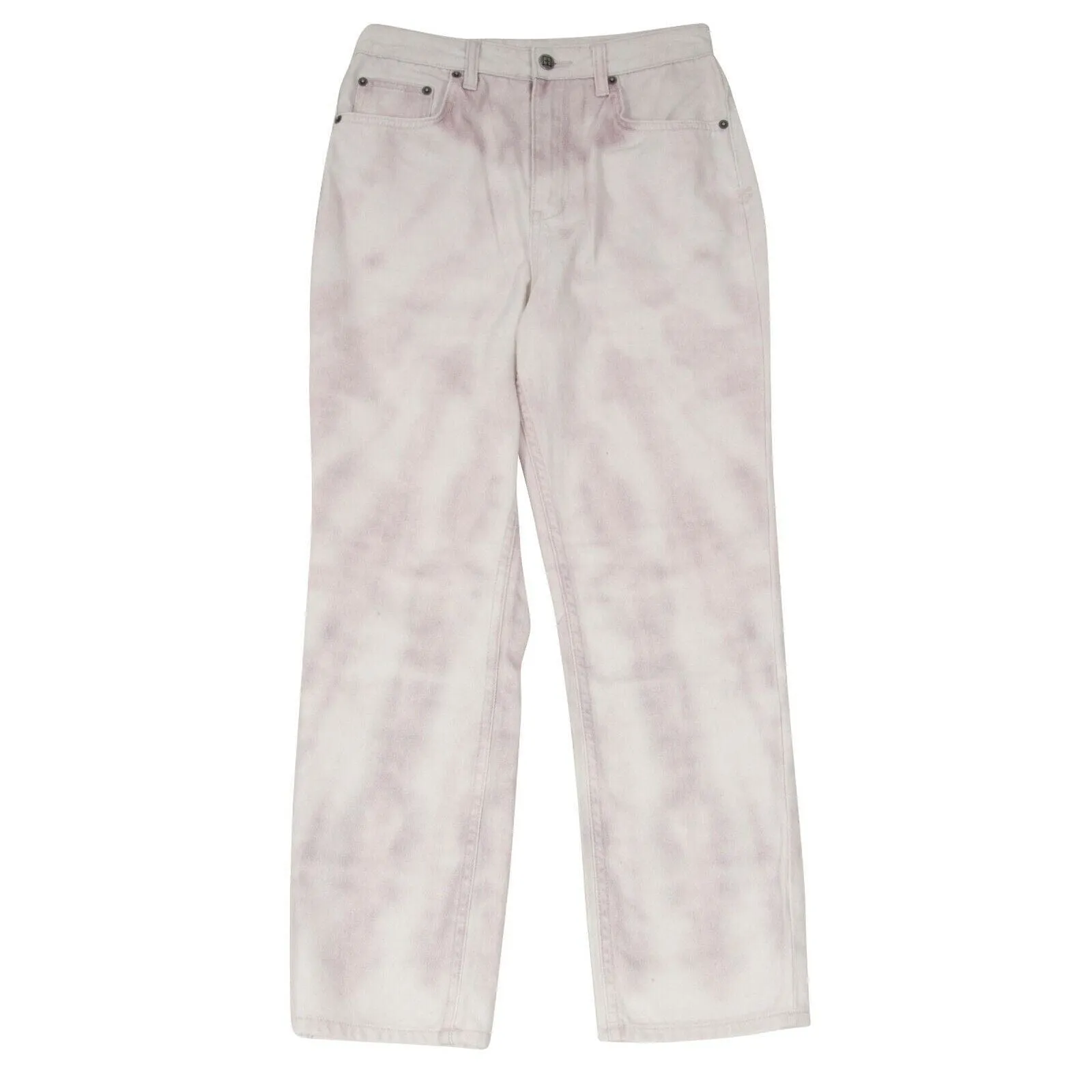 Chlo Wasted High Rise Straight Leg White Purple Tie Dye Denim Jeans