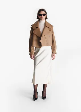 Classic Nude Oversized Leather Jacket