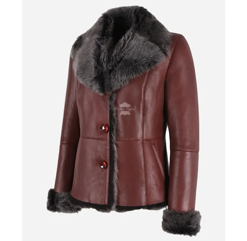 ELSIE TOSCANA SHEEPSKIN JACKET WITH NATURAL Toscana Fur WINTER JACKET
