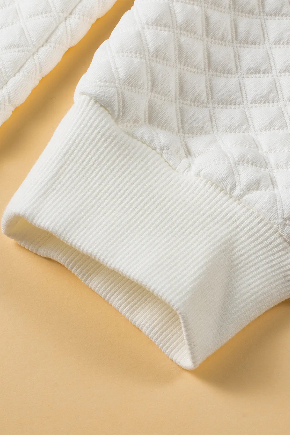 FASHION HOUSE- White Quilted Hoodie and Sweatpants Two Piece Set
