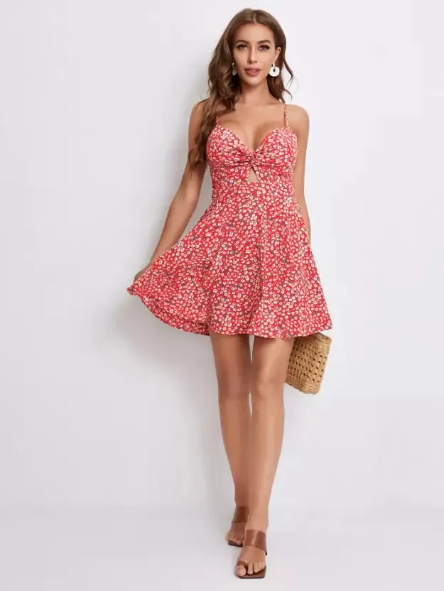 Floral Flare Party Mini Dress