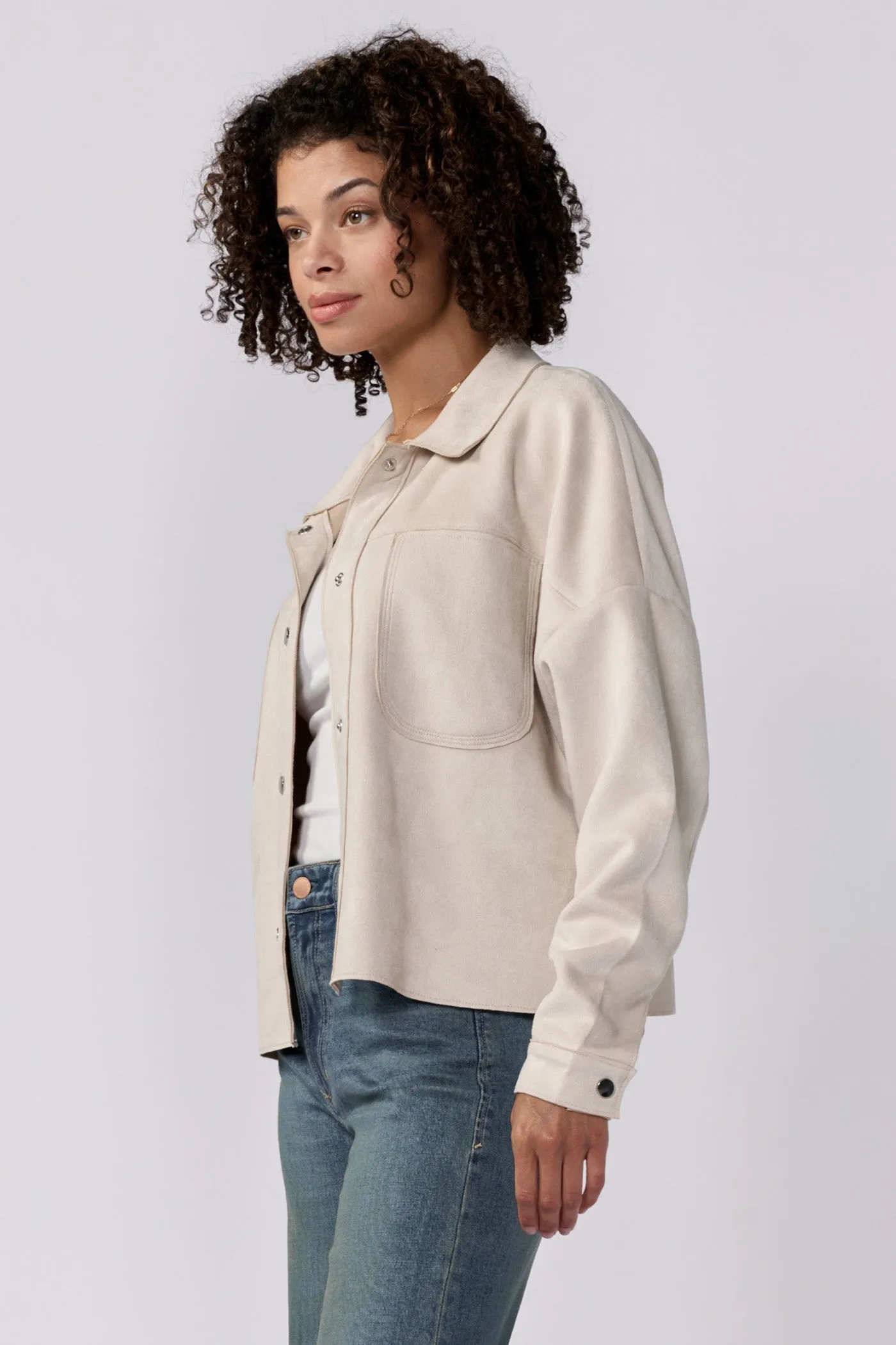 GINA CROPPED BOX JACKET OAT MILK