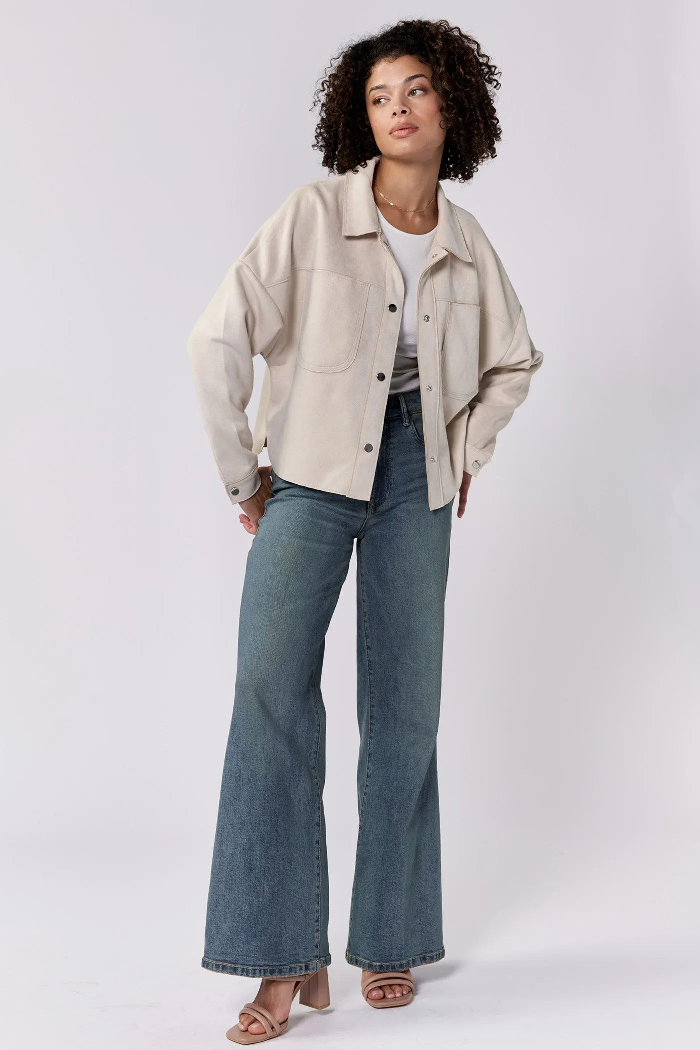 GINA CROPPED BOX JACKET OAT MILK