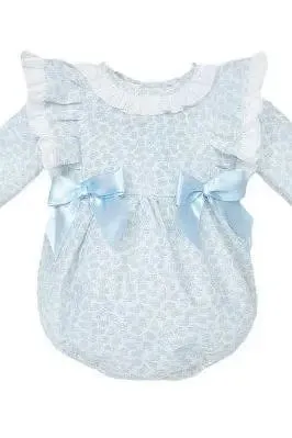 Girls Blue Floral Frilly Romper