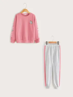Girls Unicorn Print Pullover & Sweatpants Set