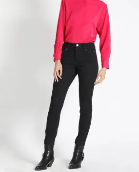 Jeans Mujer Color Skinny Push Up, Tiro Medio, Negro