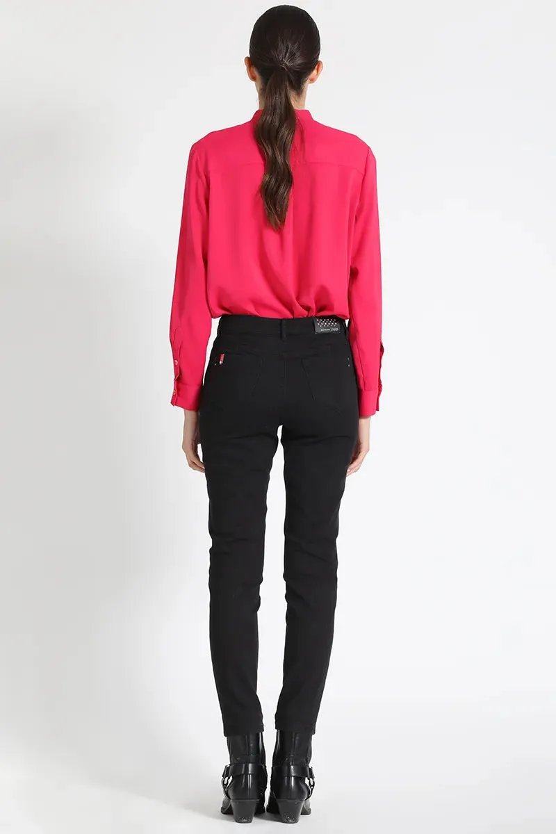 Jeans Mujer Color Skinny Push Up, Tiro Medio, Negro