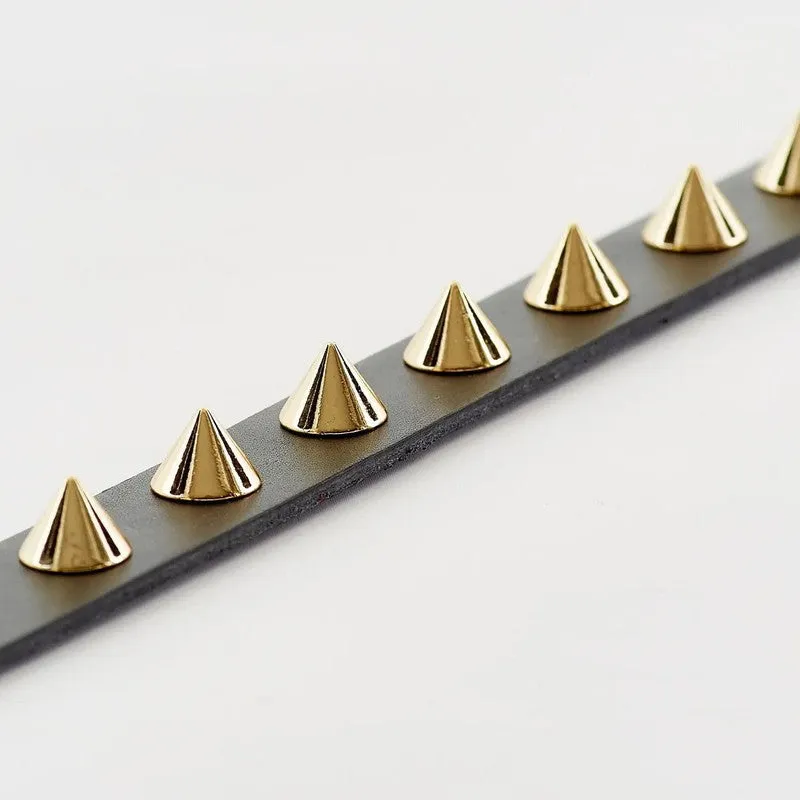 Luxurious Golden Spike Black Collar for Strong Dogs