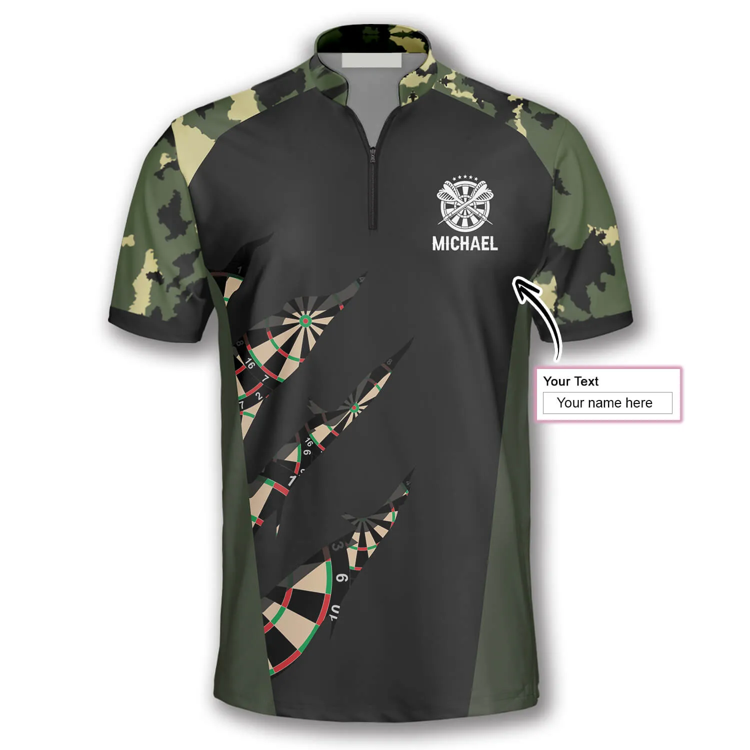Military Print Custom Darts Jerseys for Men, Gift for Dart Lovers, Dart Team Jersey Shirt