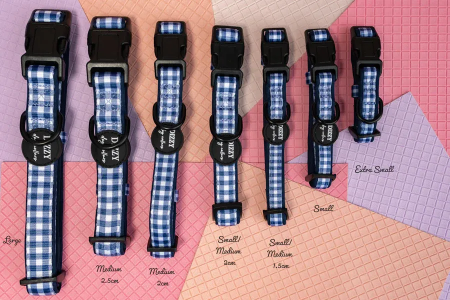 Navy Gingham Canvas & Neoprene Dog Collar