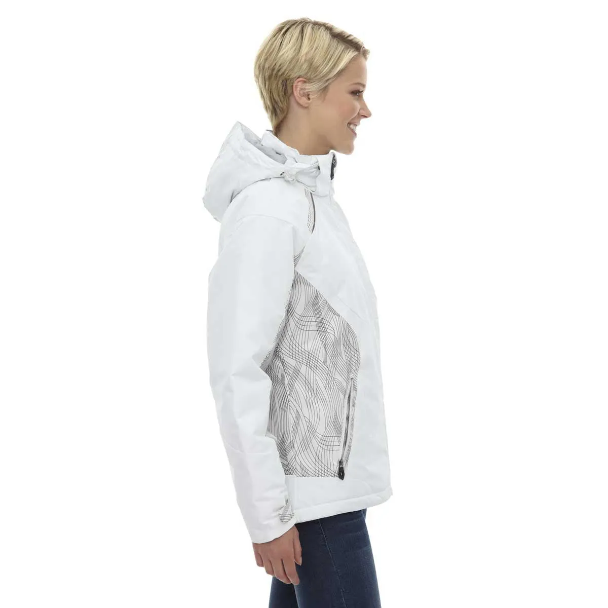 North End Women's Winter White Linear Insulated Jacket with Print