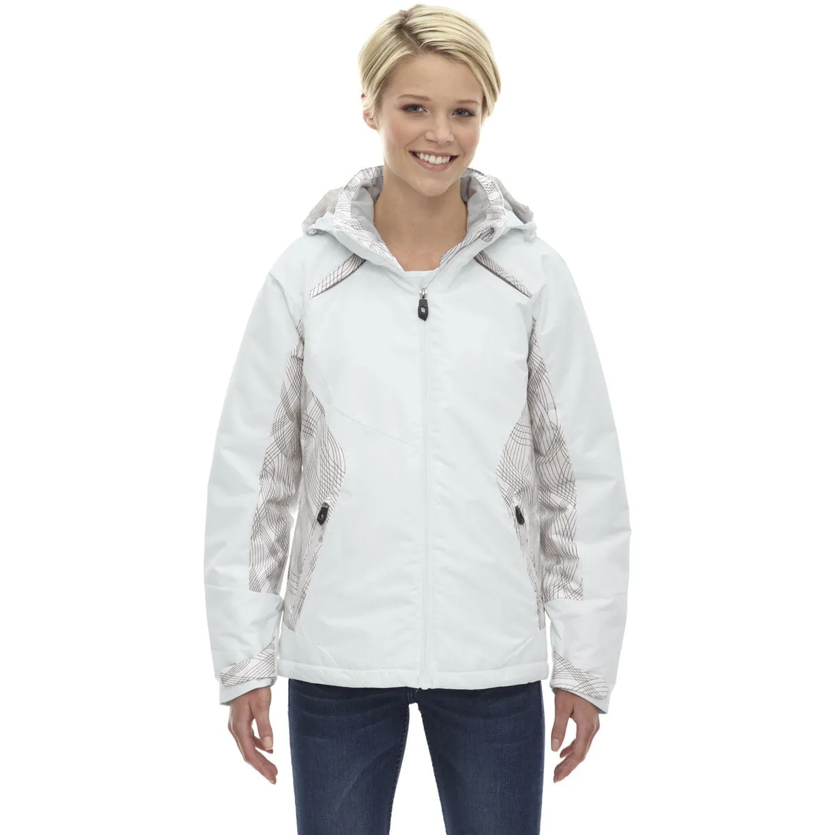 North End Women's Winter White Linear Insulated Jacket with Print