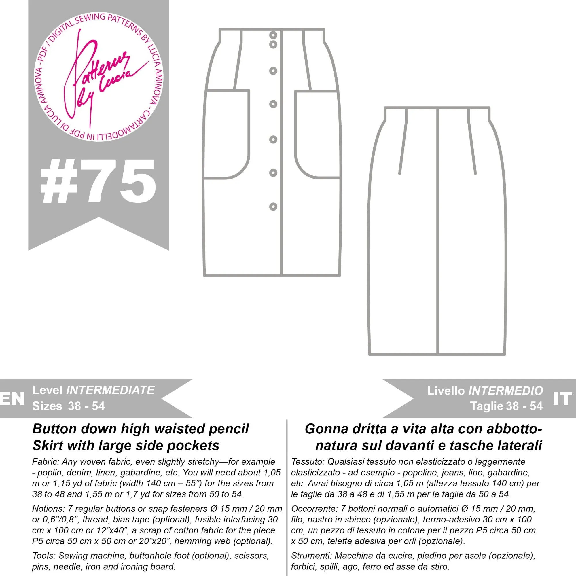 Pencil Skirt Sewing Pattern N.75