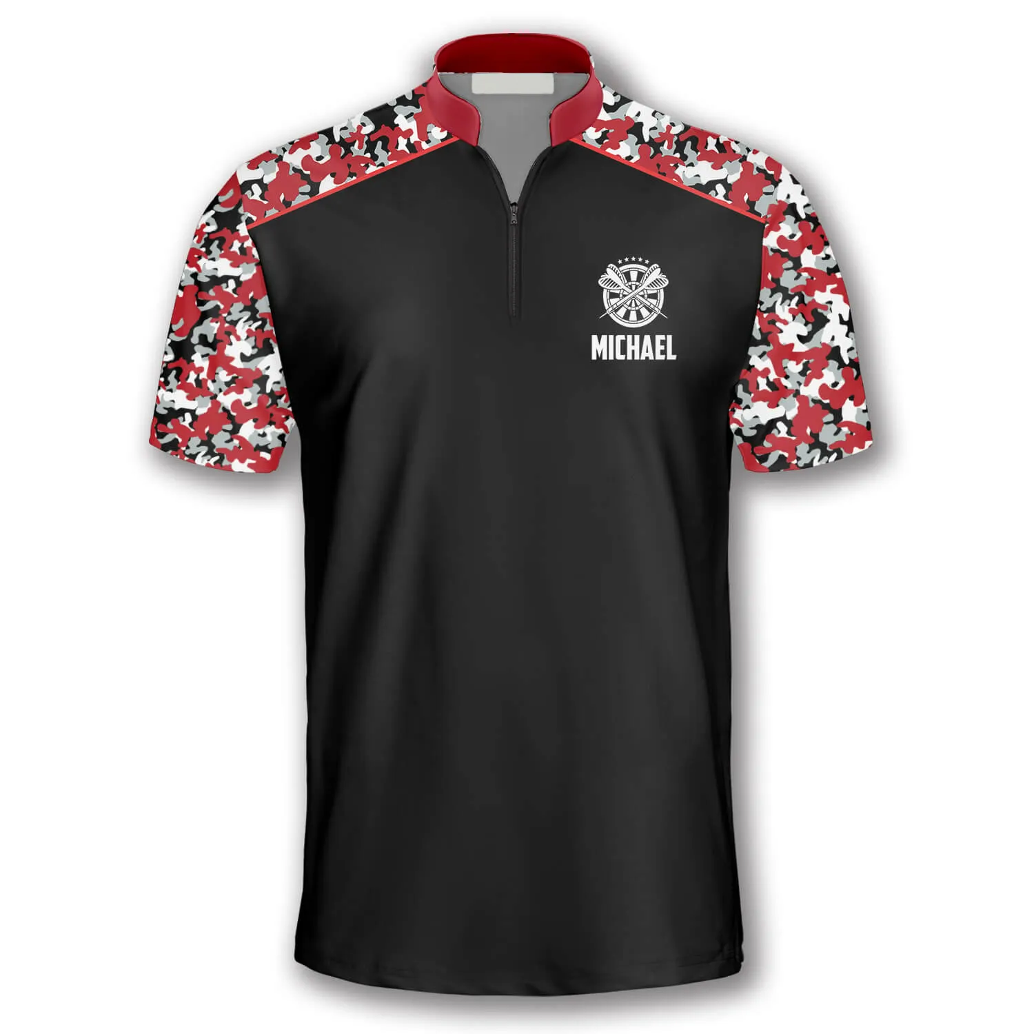 Red Lion Camouflage Custom Darts Jerseys for Men, Black and Camo Dart Jersey Shirt