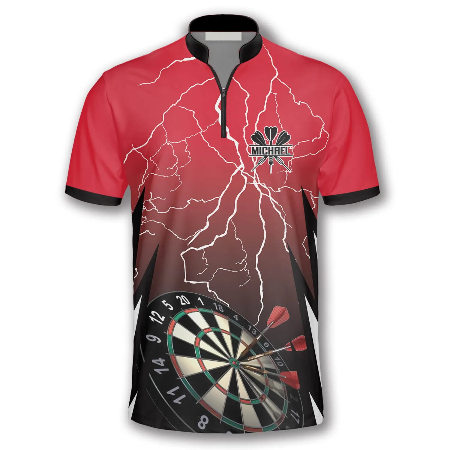Red Storm Custom Darts Jerseys for Men, Dartboard Pattern 3D Shirt