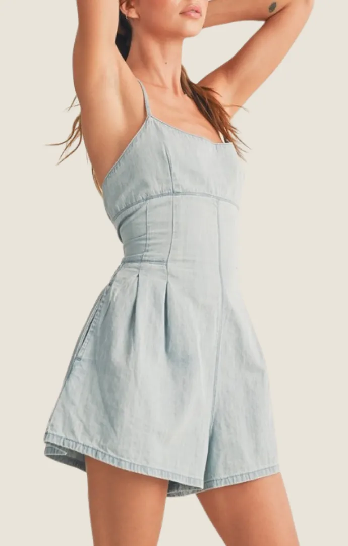 Skye Light Denim Romper