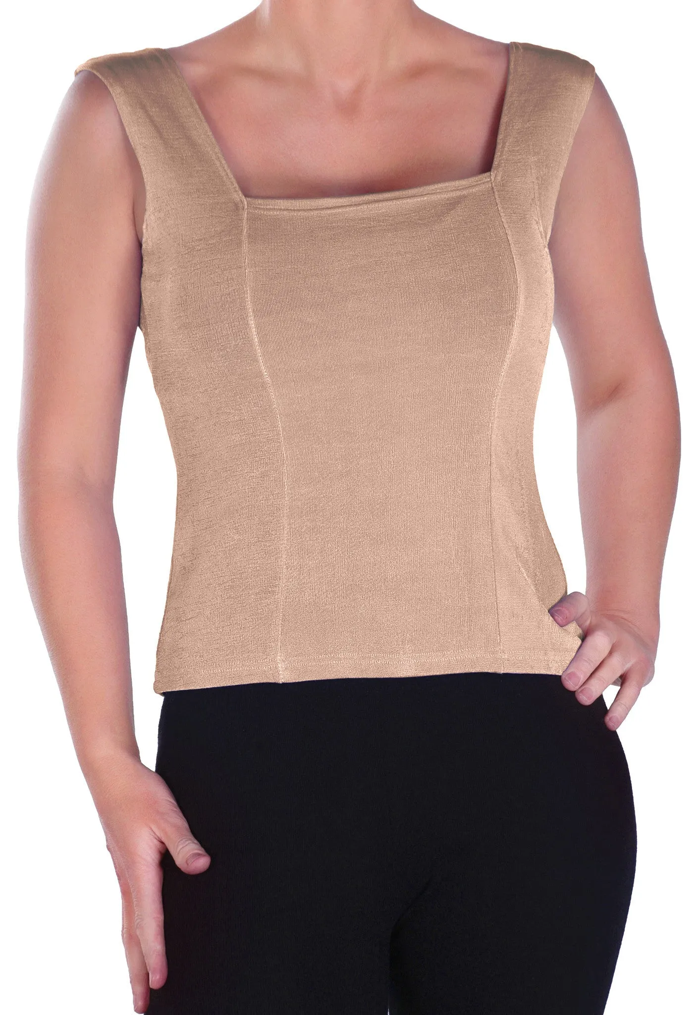 Sleeveless Square Neck Tunic Top