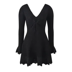 Trend4us Women's Boho Chic Crochet Knit Flare Dress