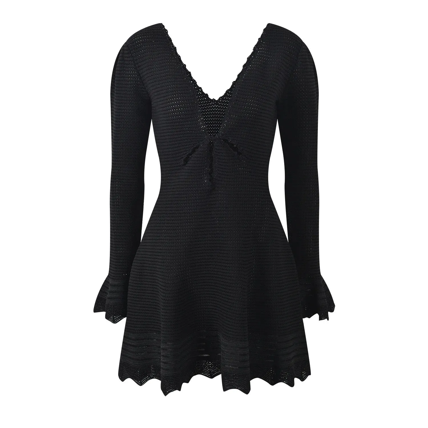 Trend4us Women's Boho Chic Crochet Knit Flare Dress