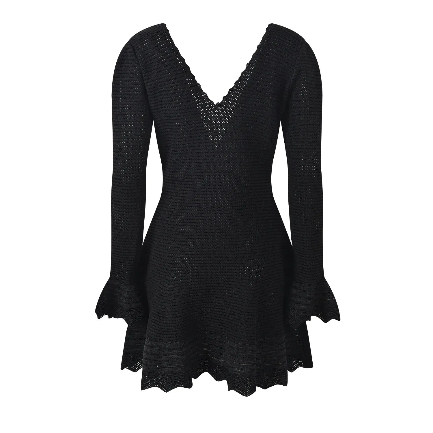 Trend4us Women's Boho Chic Crochet Knit Flare Dress