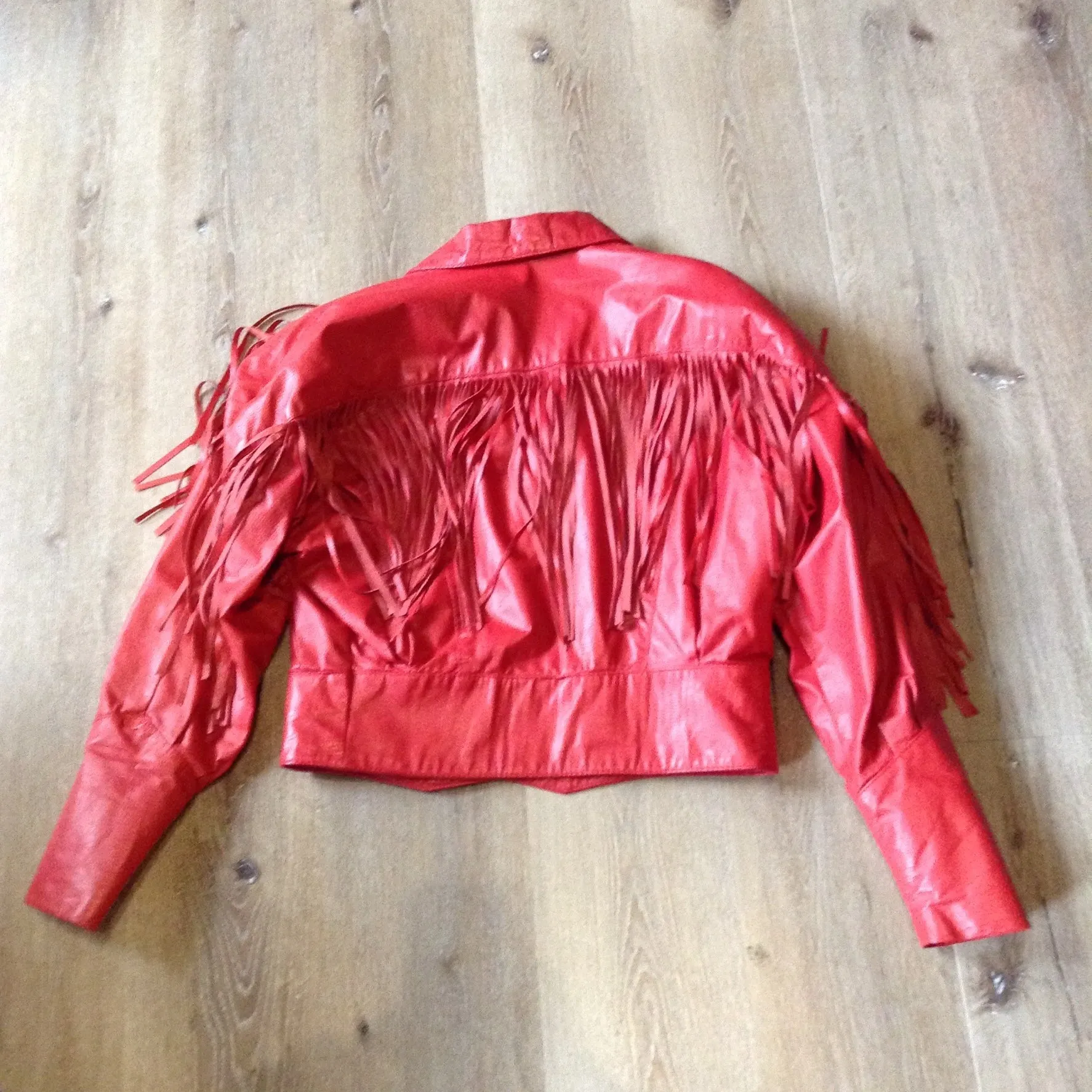 Vintage The Leather Ranch Red Fringe Leather Jacket, Made in Canada, SOLD
