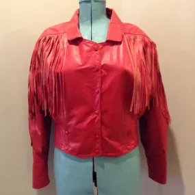 Vintage The Leather Ranch Red Fringe Leather Jacket, Made in Canada, SOLD