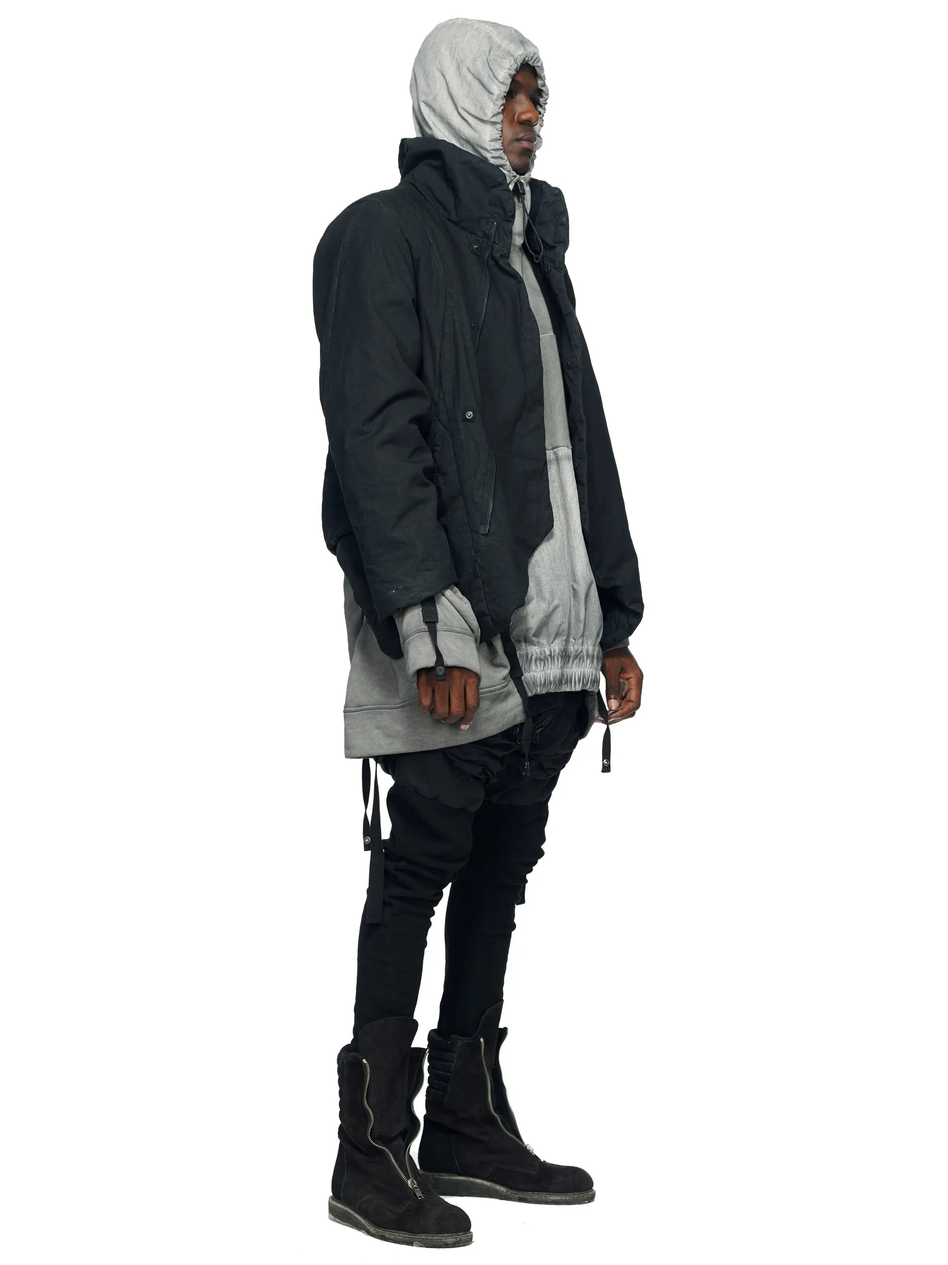 ZIPPER RIPPED SPINE PADDED COAT - DYED