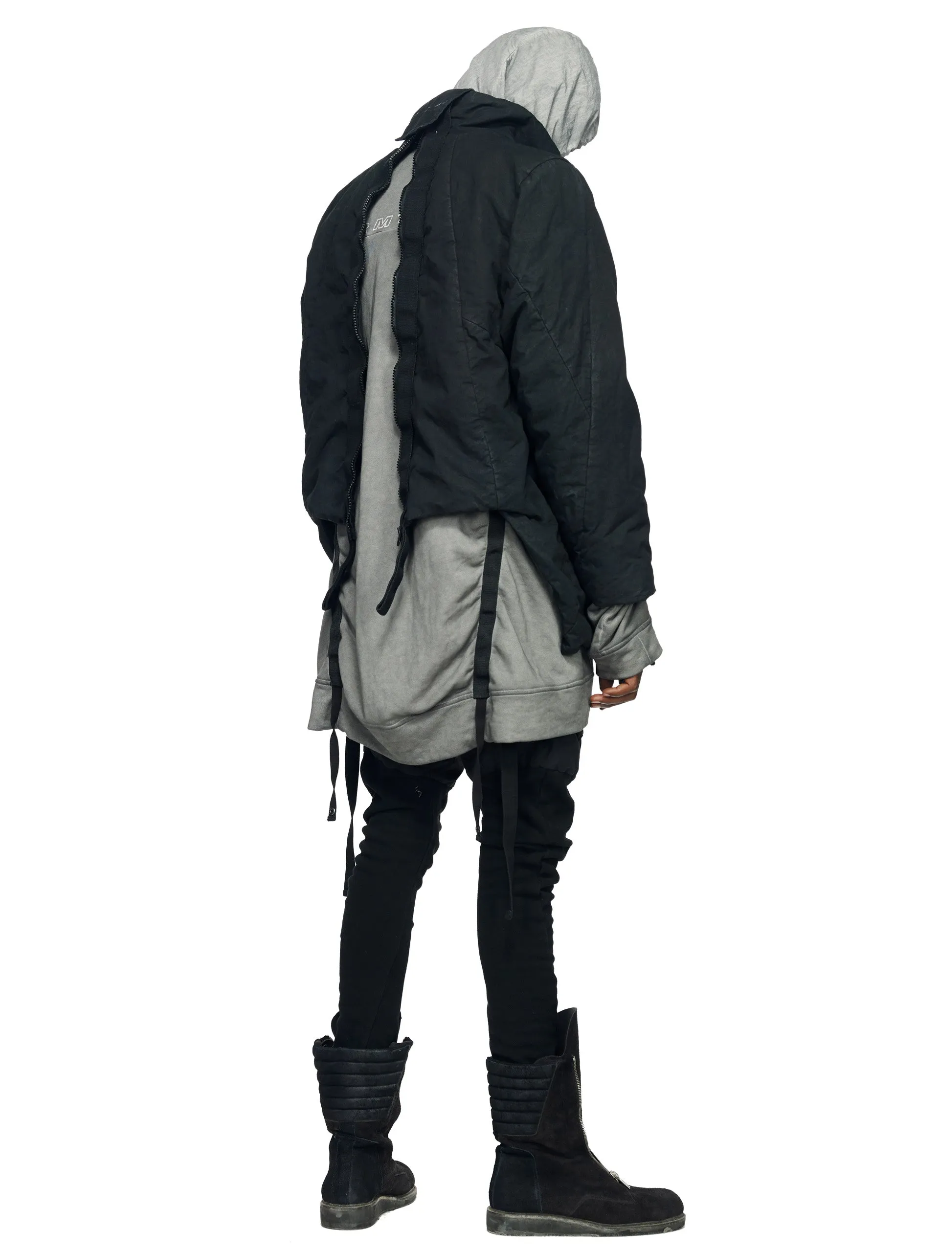 ZIPPER RIPPED SPINE PADDED COAT - DYED