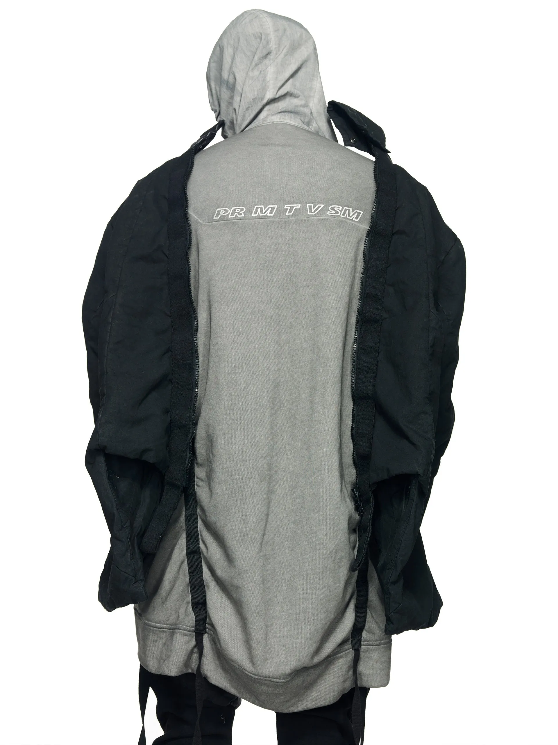 ZIPPER RIPPED SPINE PADDED COAT - DYED