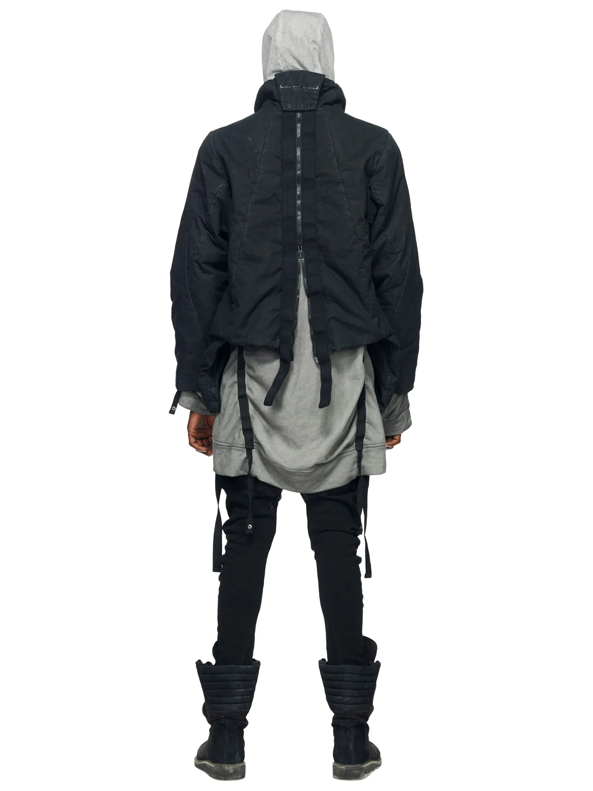ZIPPER RIPPED SPINE PADDED COAT - DYED