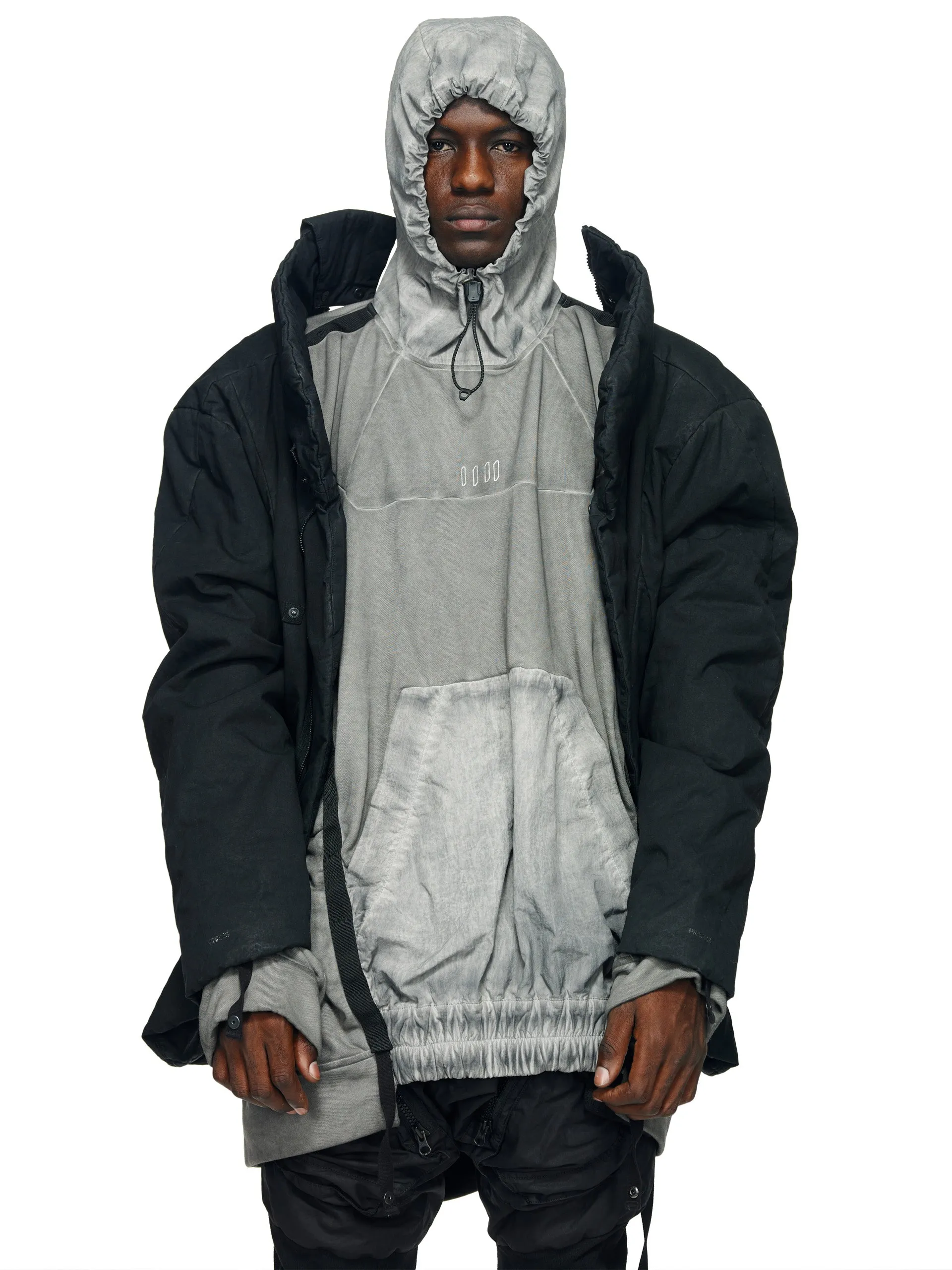 ZIPPER RIPPED SPINE PADDED COAT - DYED