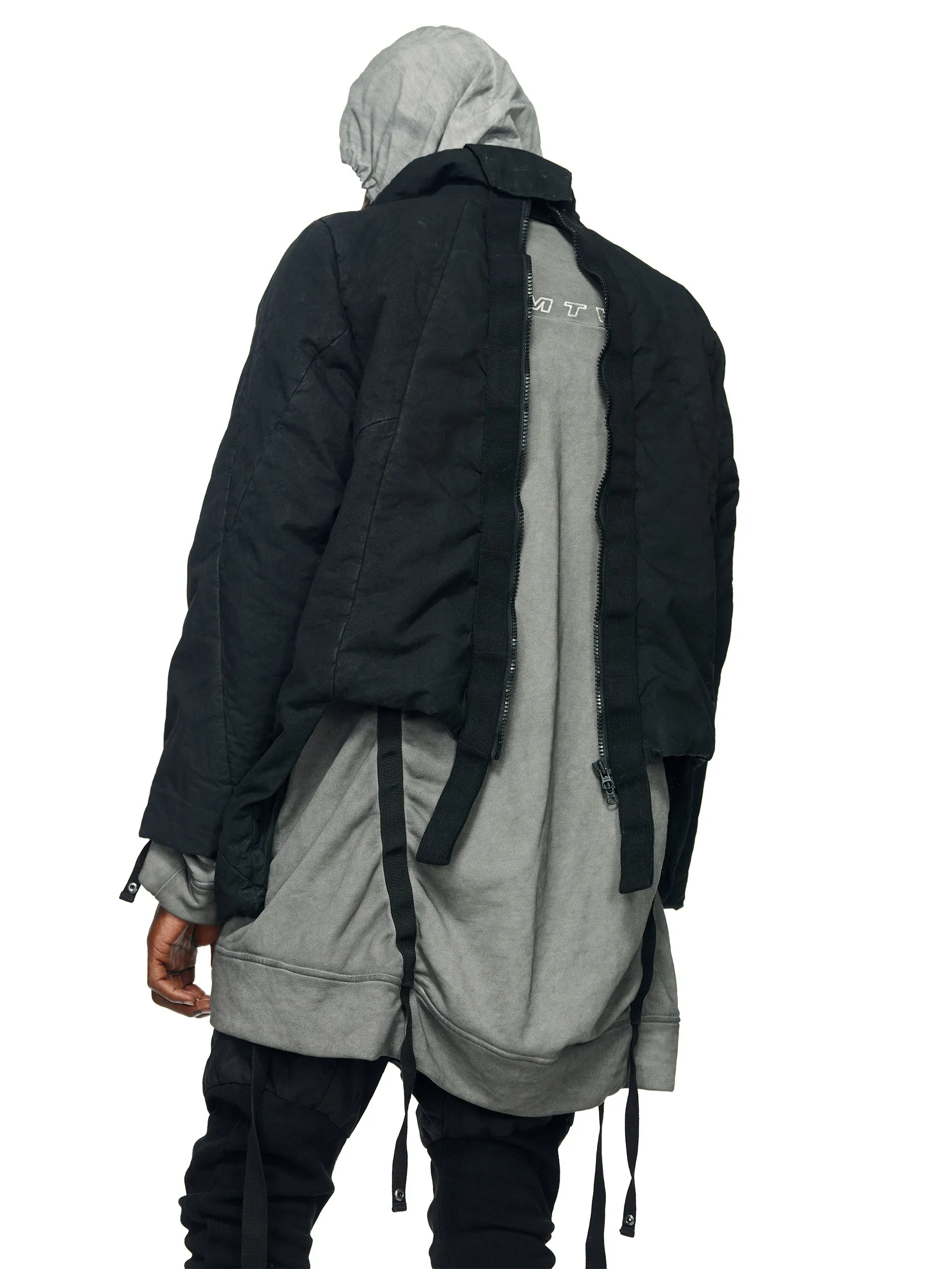 ZIPPER RIPPED SPINE PADDED COAT - DYED